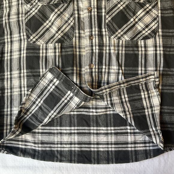 VINTAGE Field & Stream Men Button Up Shirt XL Tall Black Plaid Flannel Western - Picture 9 of 10